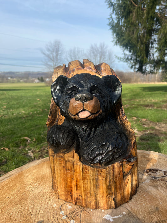 Chainsawjenna Bear in a Log