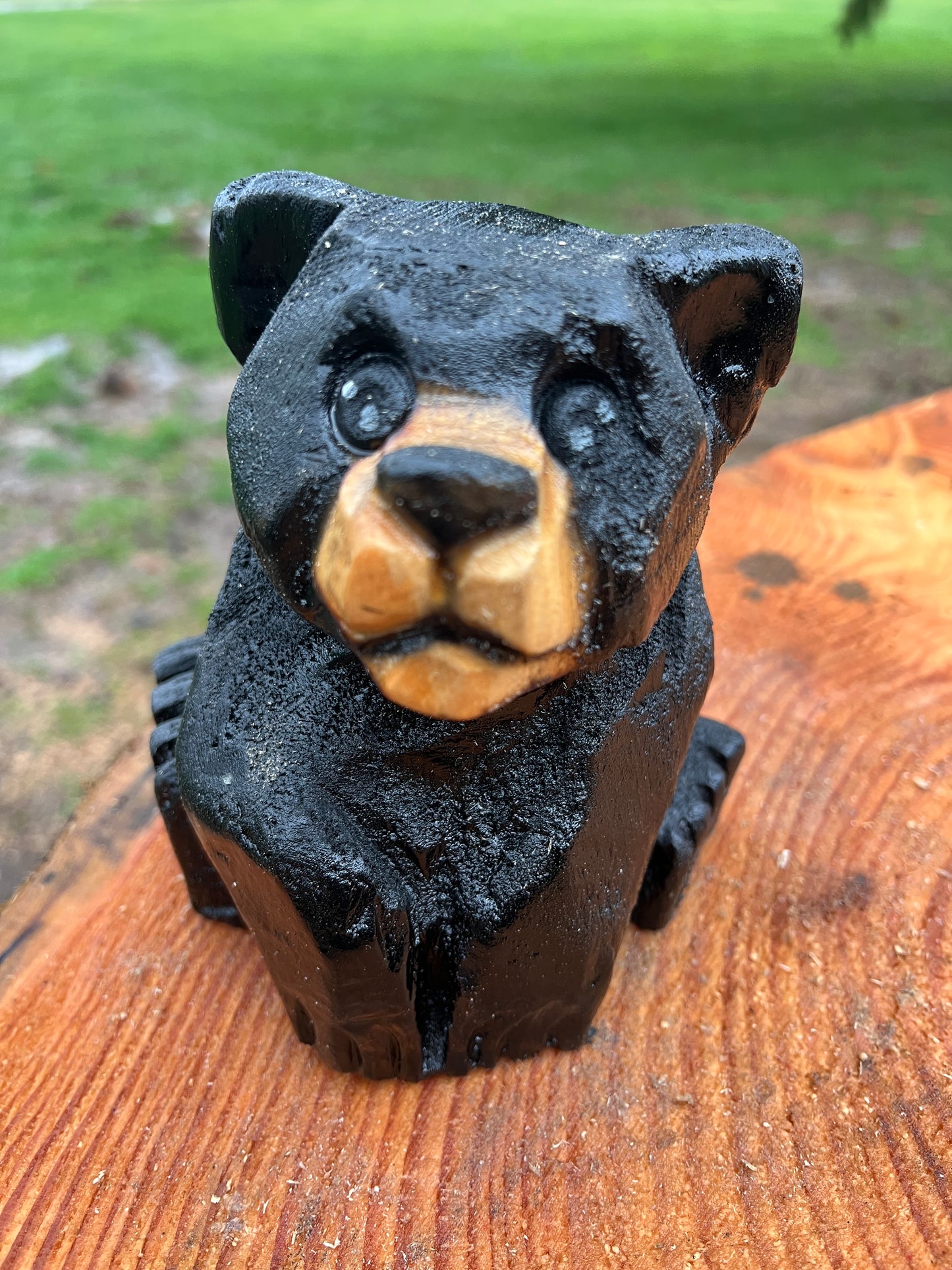 Hand-Carved Little Bear Sculpture 1