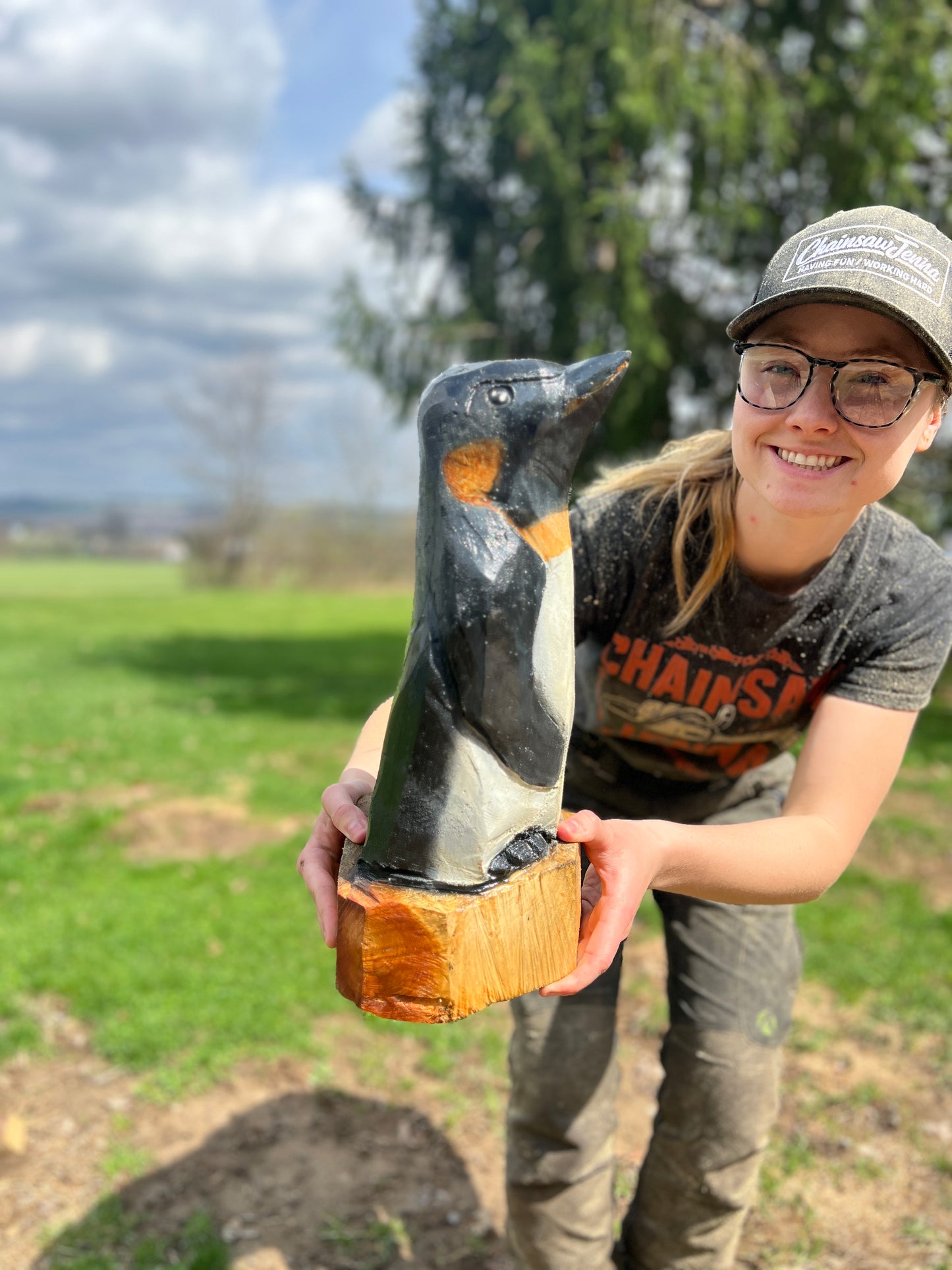 Penguin Chainsaw Carving
