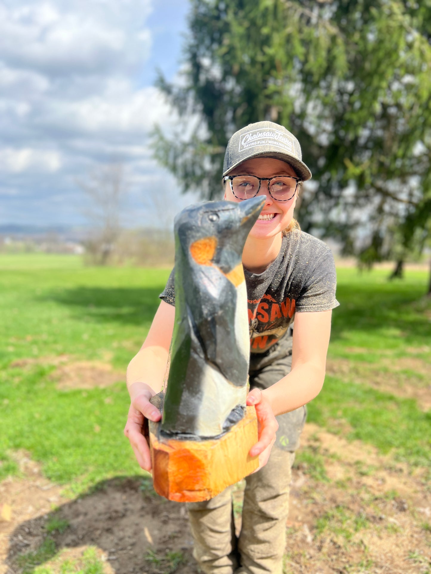 Penguin Chainsaw Carving