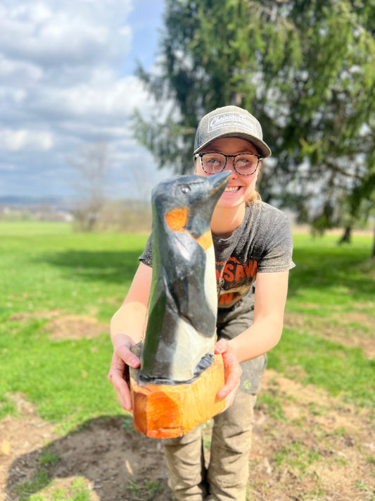 Penguin Chainsaw Carving
