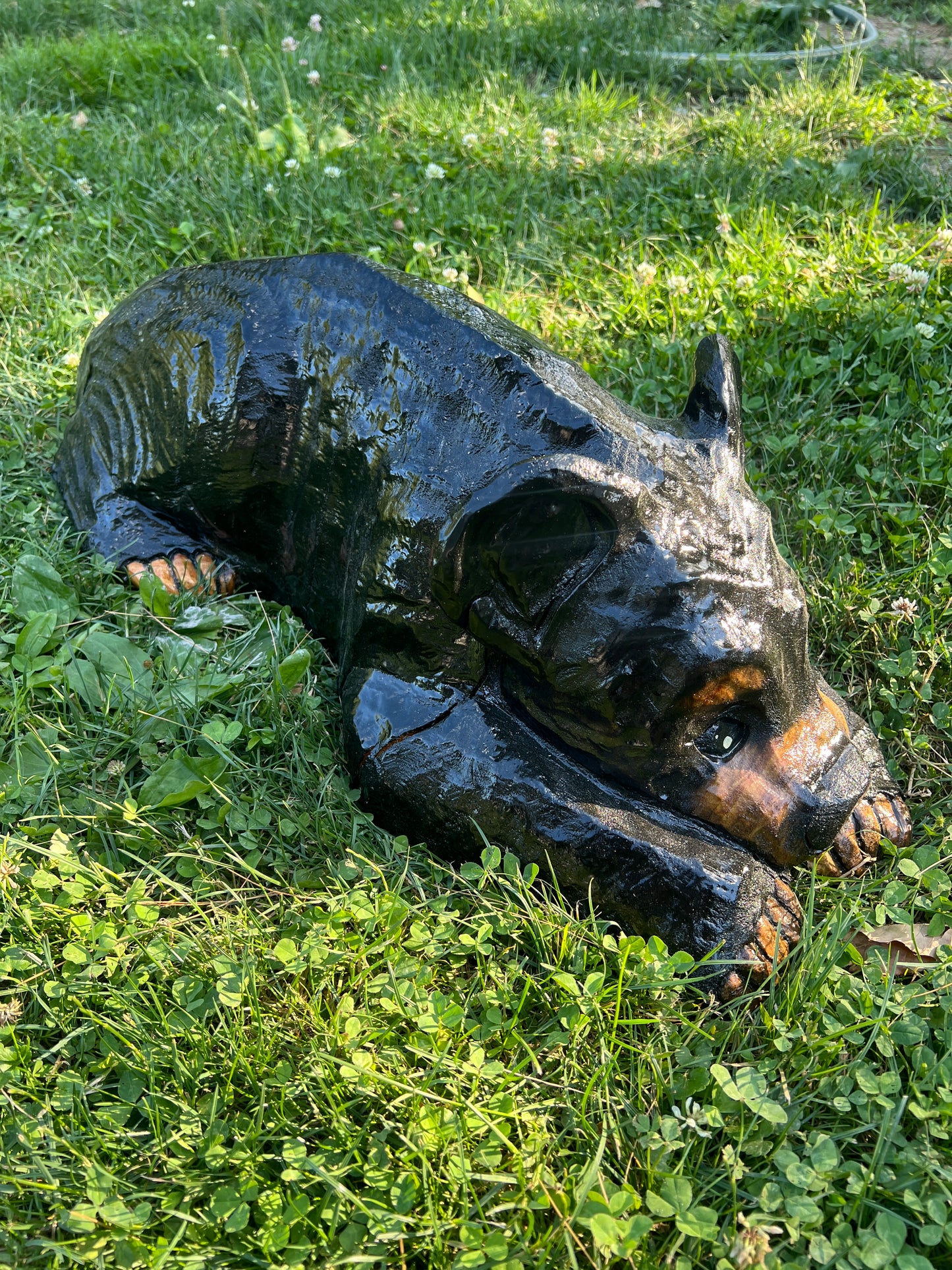 Hand-Carved Laying Black Bear