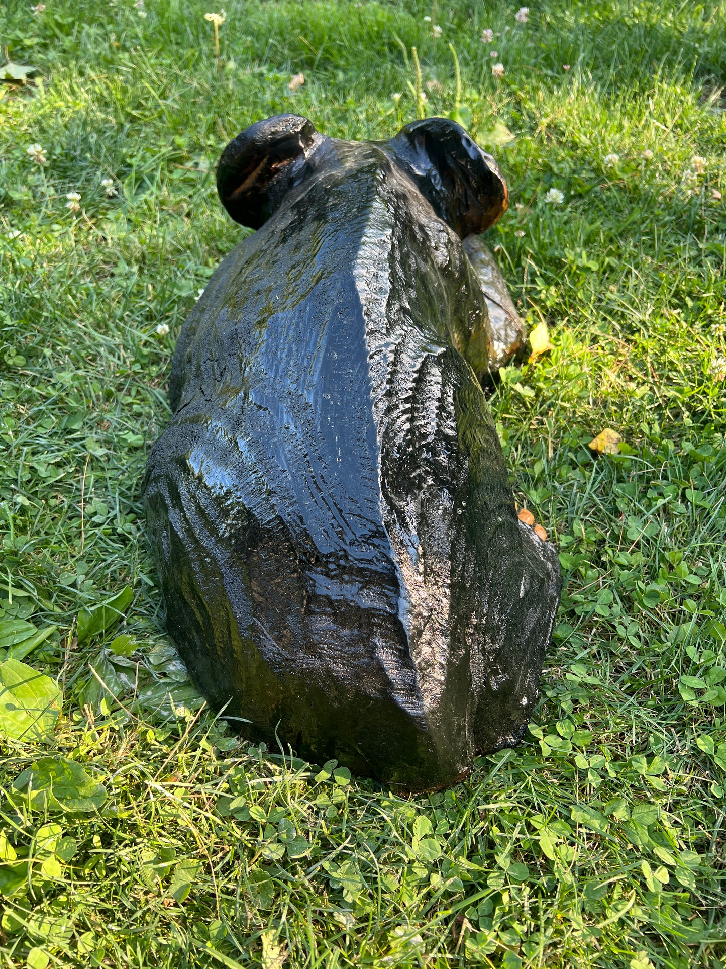 Hand-Carved Laying Black Bear