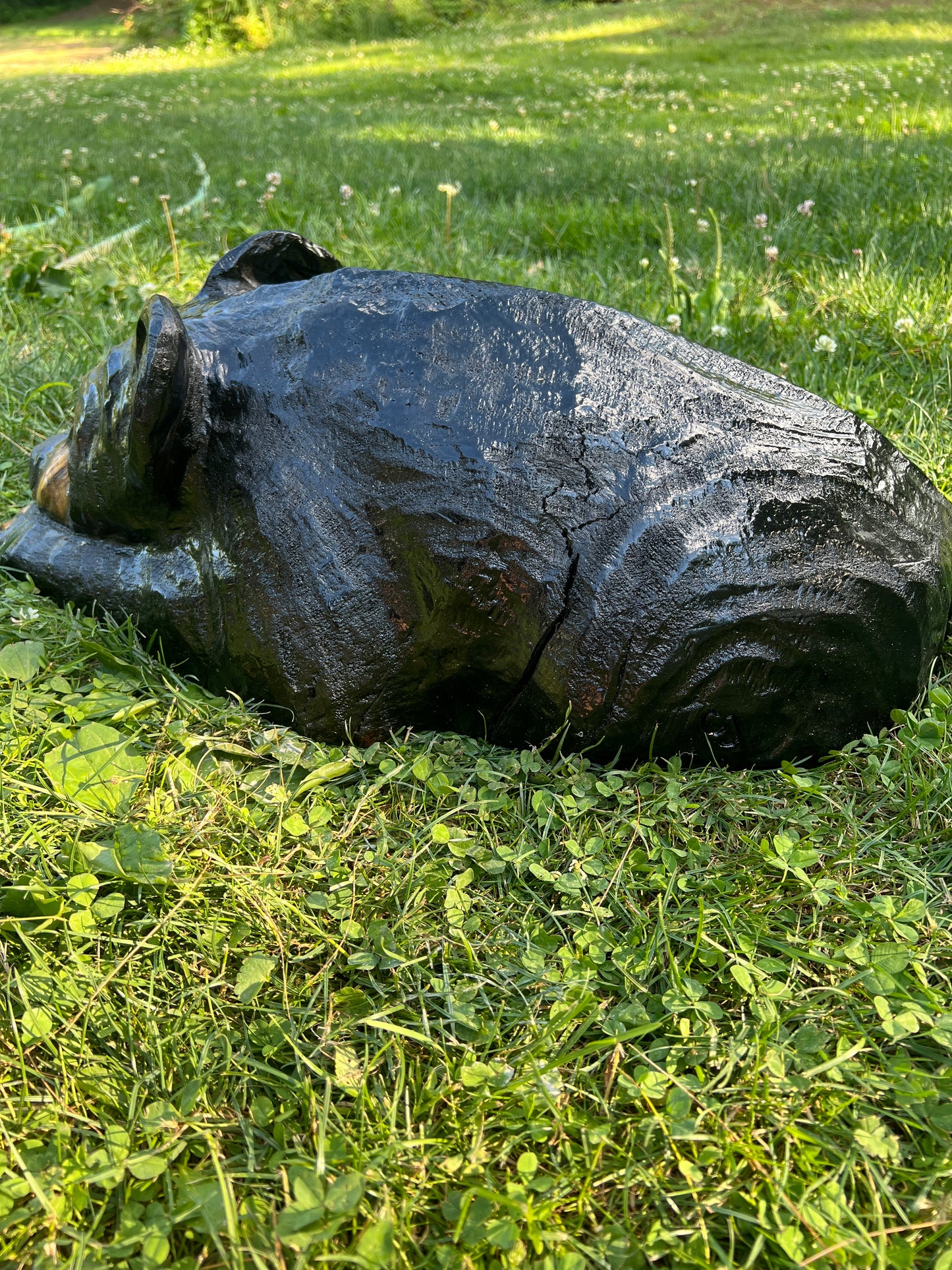 Hand-Carved Laying Black Bear