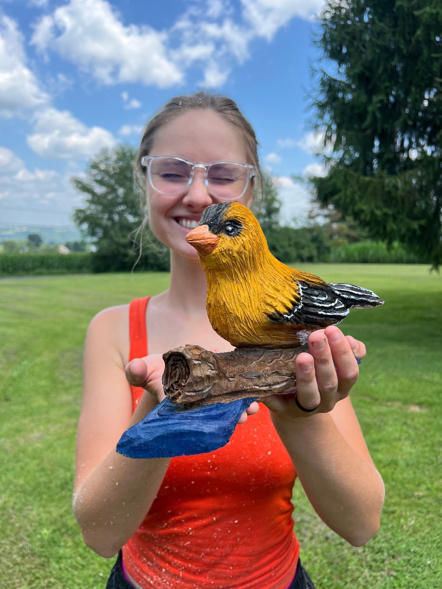 Golden Finch Carving