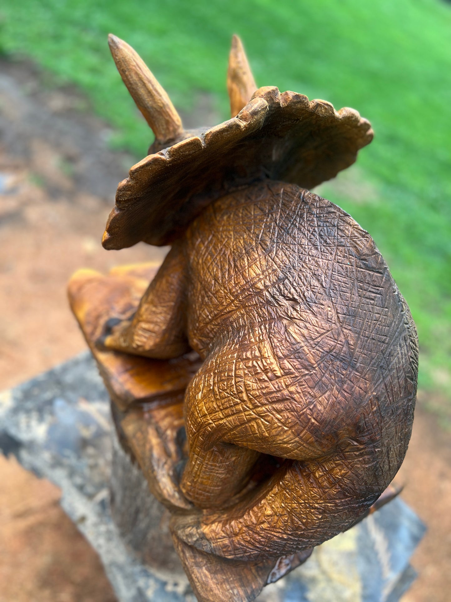 Hand-Carved Full Body Triceratops