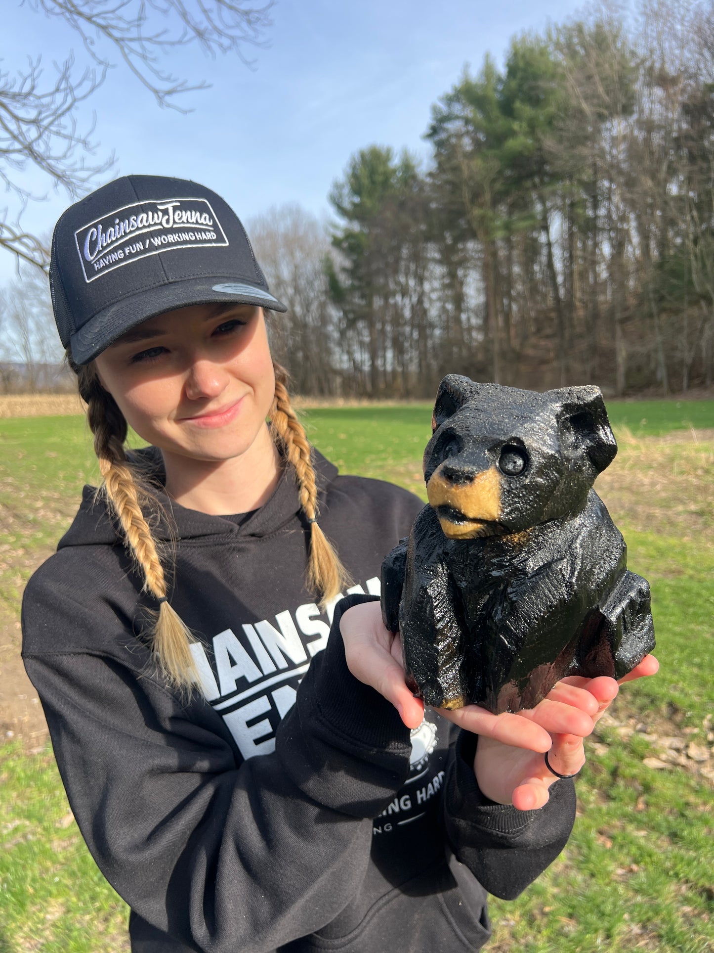 Hand-Carved Little Bear Sculpture 1