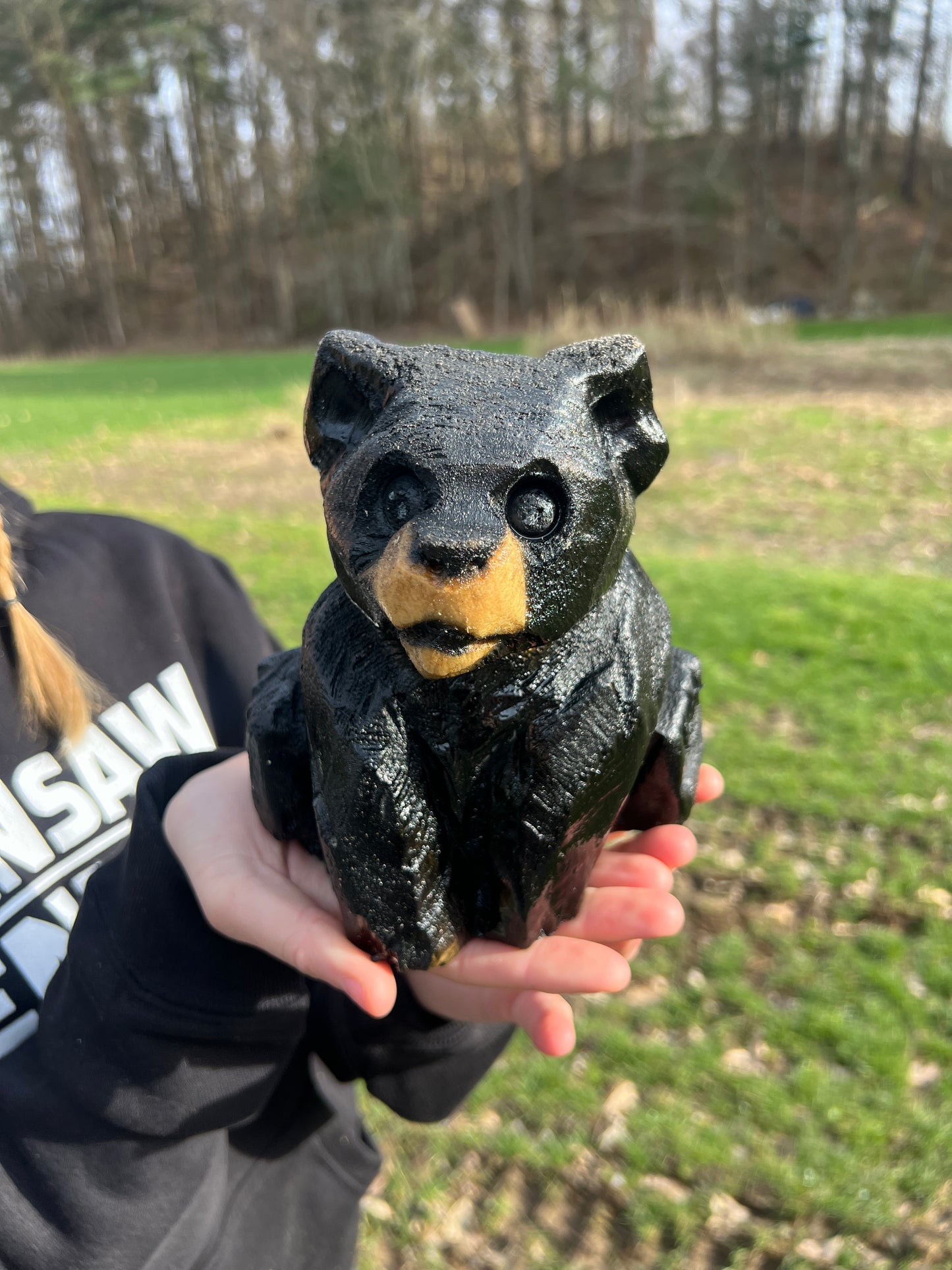 Hand-Carved Little Bear Sculpture 1