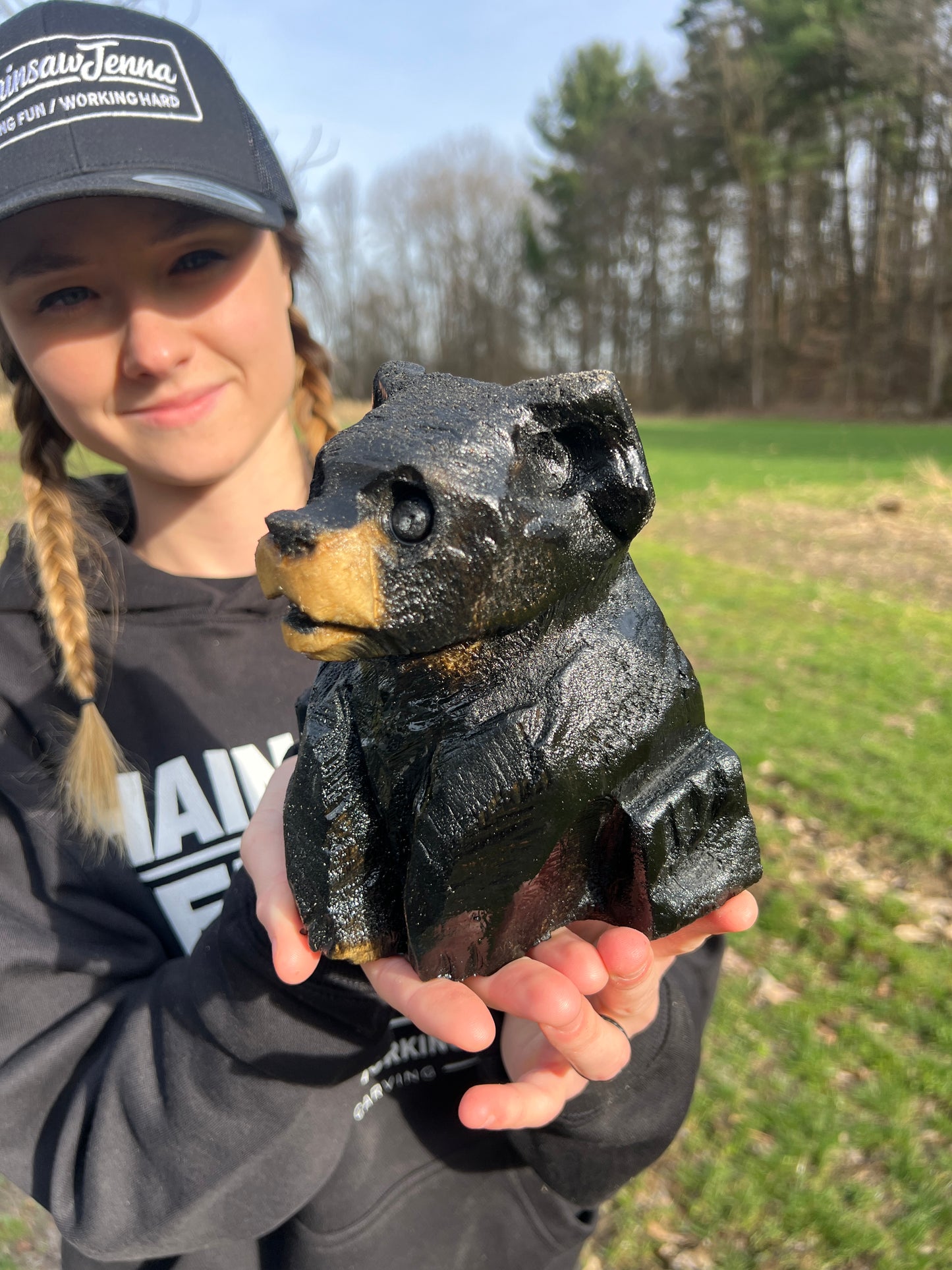Hand-Carved Little Bear Sculpture 1