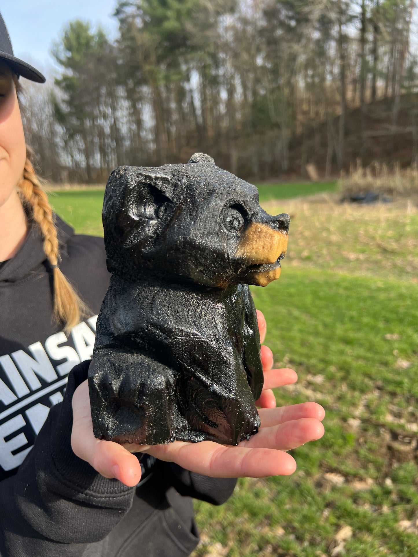 Hand-Carved Little Bear Sculpture 1