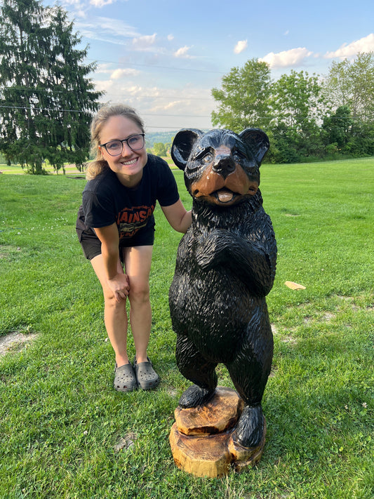 Hand-Carved Standing Black Bear