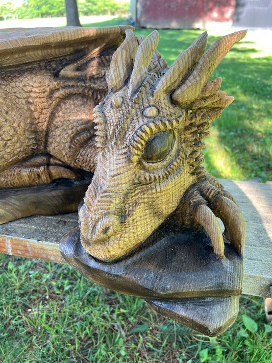 Hand-Carved Catalpa Wood Dragon
