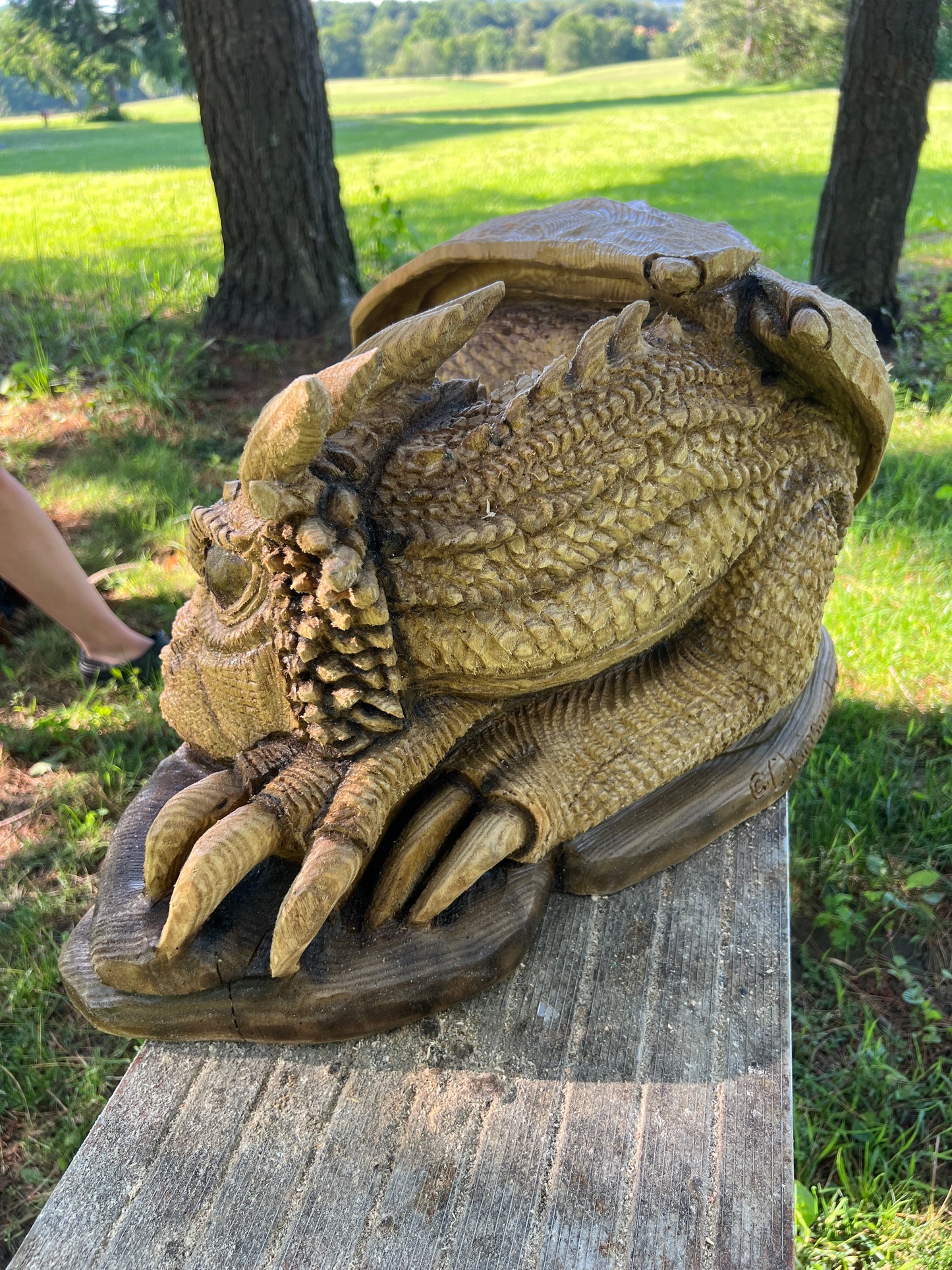 Hand-Carved Catalpa Wood Dragon