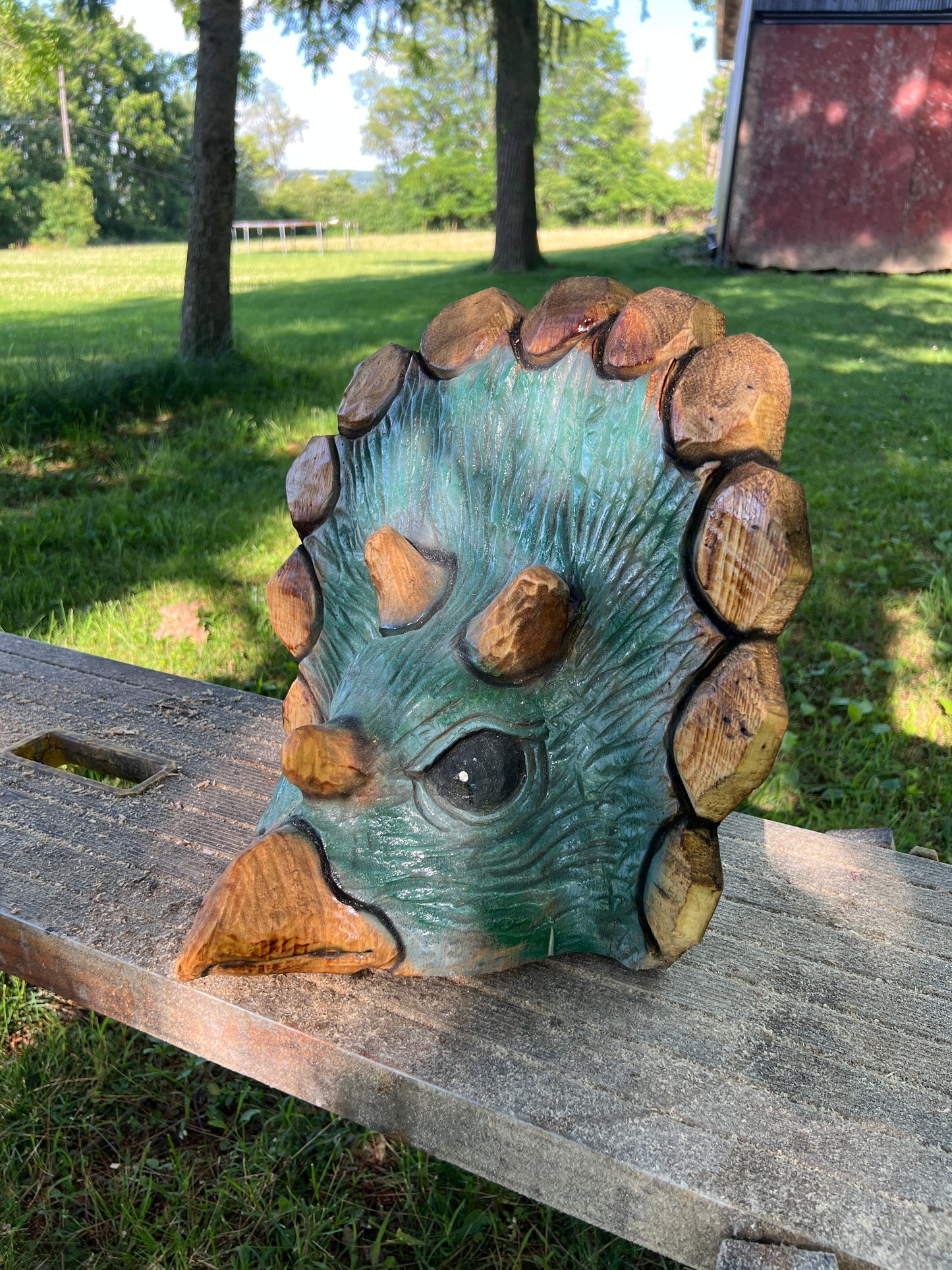 Hand-Carved Mini Triceratops Head
